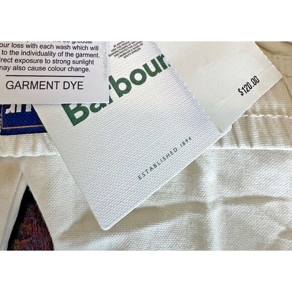 Barbour Men's Oxtown 7-1/2" Drawstring Casual Cotton Shorts Beige L - Picture 8 of 9